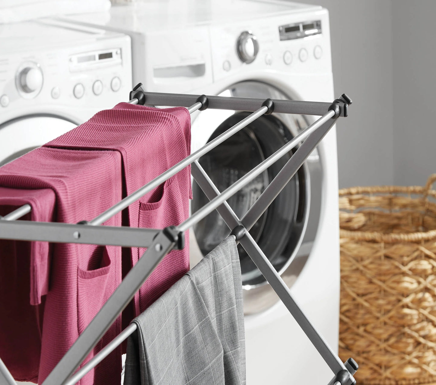 Functional and Energy Saving Oversized Collapsible Steel Closets Clothes Drying Rack, Silver