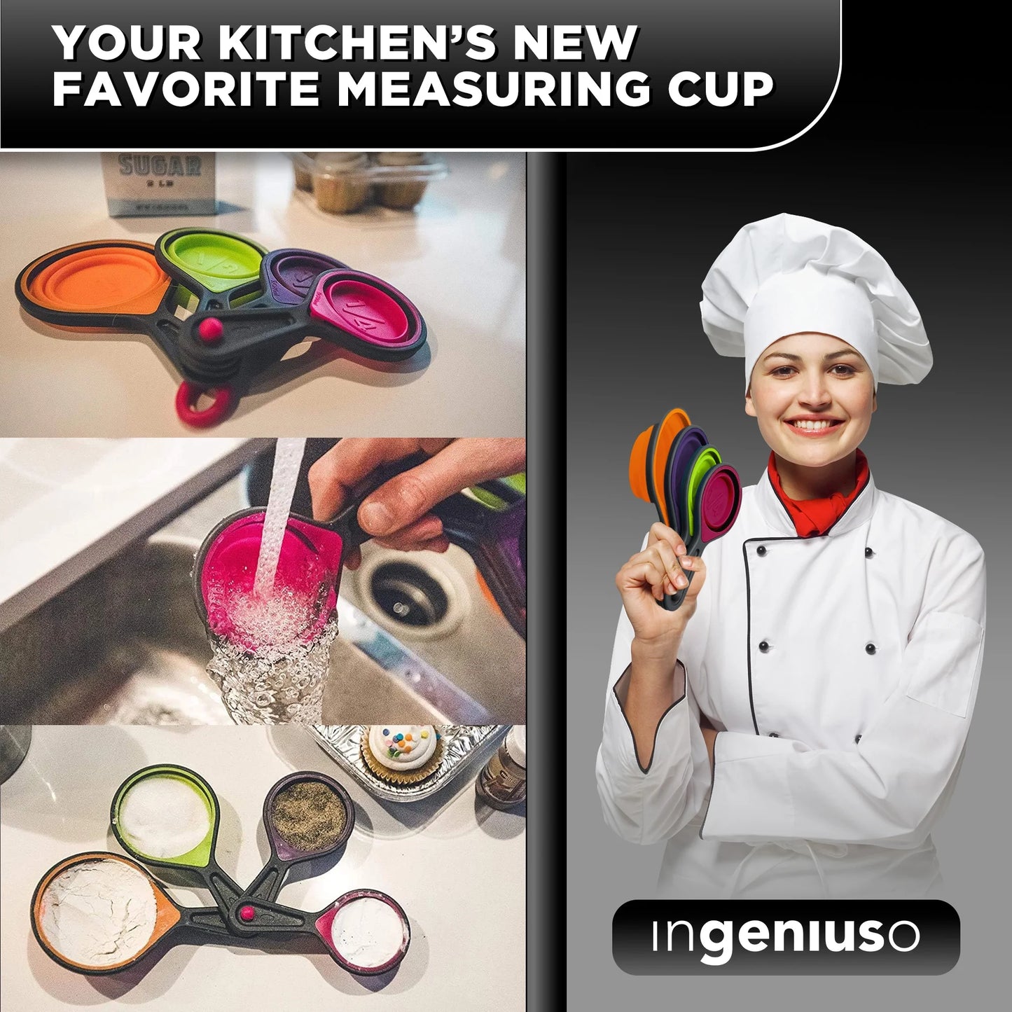 8-Piece Collapsible Measuring Cups and Measuring Spoons - Pink