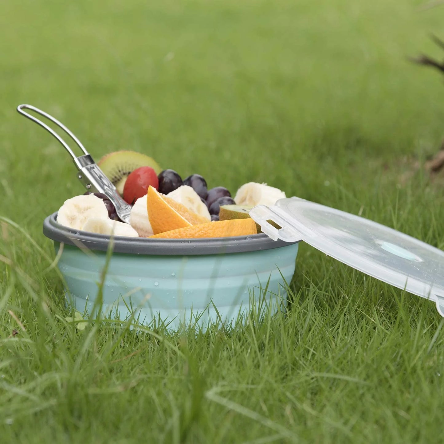 42Oz Collapsible Camping Bowl Portable Silicone Bowl with Lid for Travel Camping Hiking Kitchen Compatible with Freezer and Microwave 1200ML