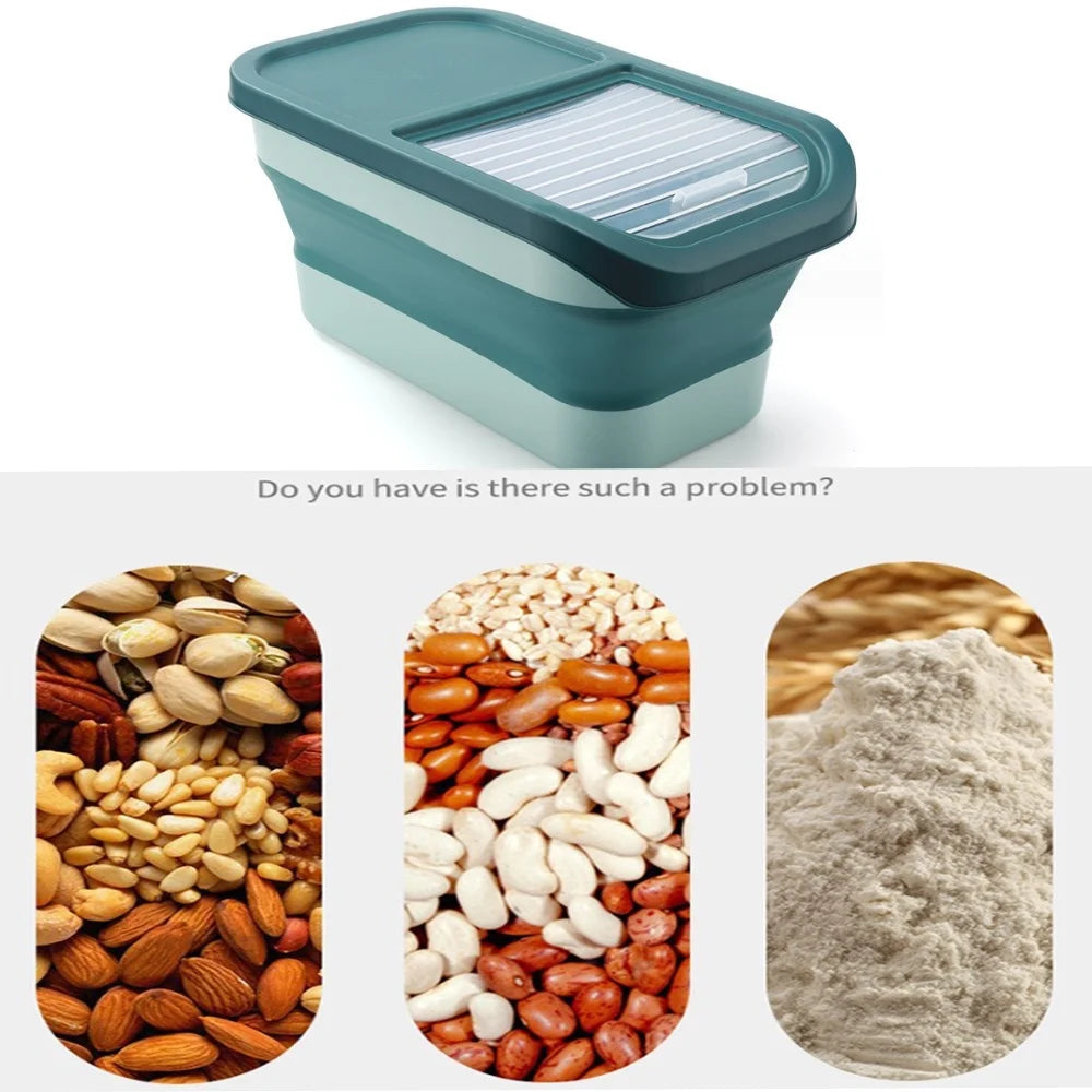 13-15Lb Collapsible Dog Food Container with Sliding Lid, Measuring Cup,Plastic Dog Food Bin