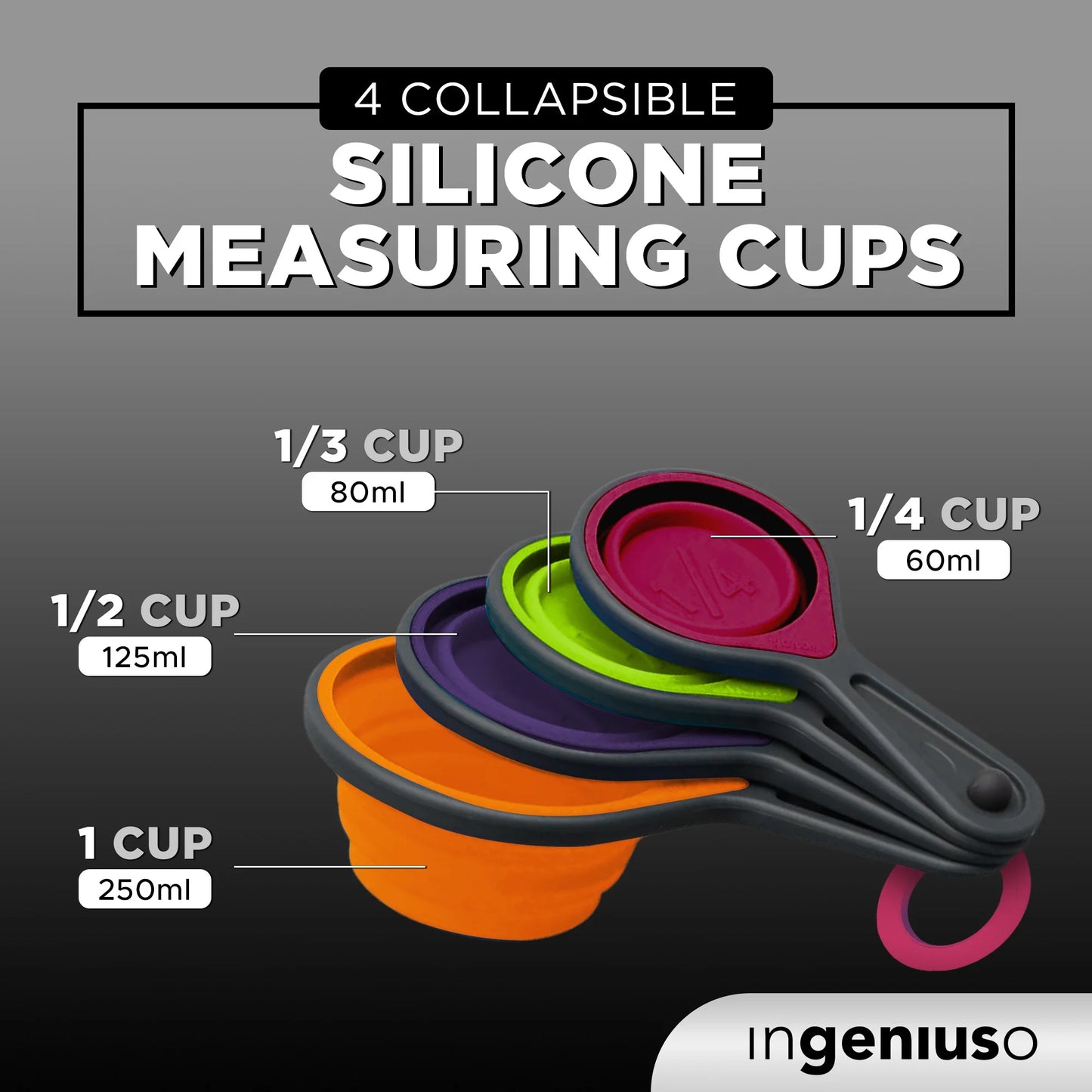 8-Piece Collapsible Measuring Cups and Measuring Spoons - Pink