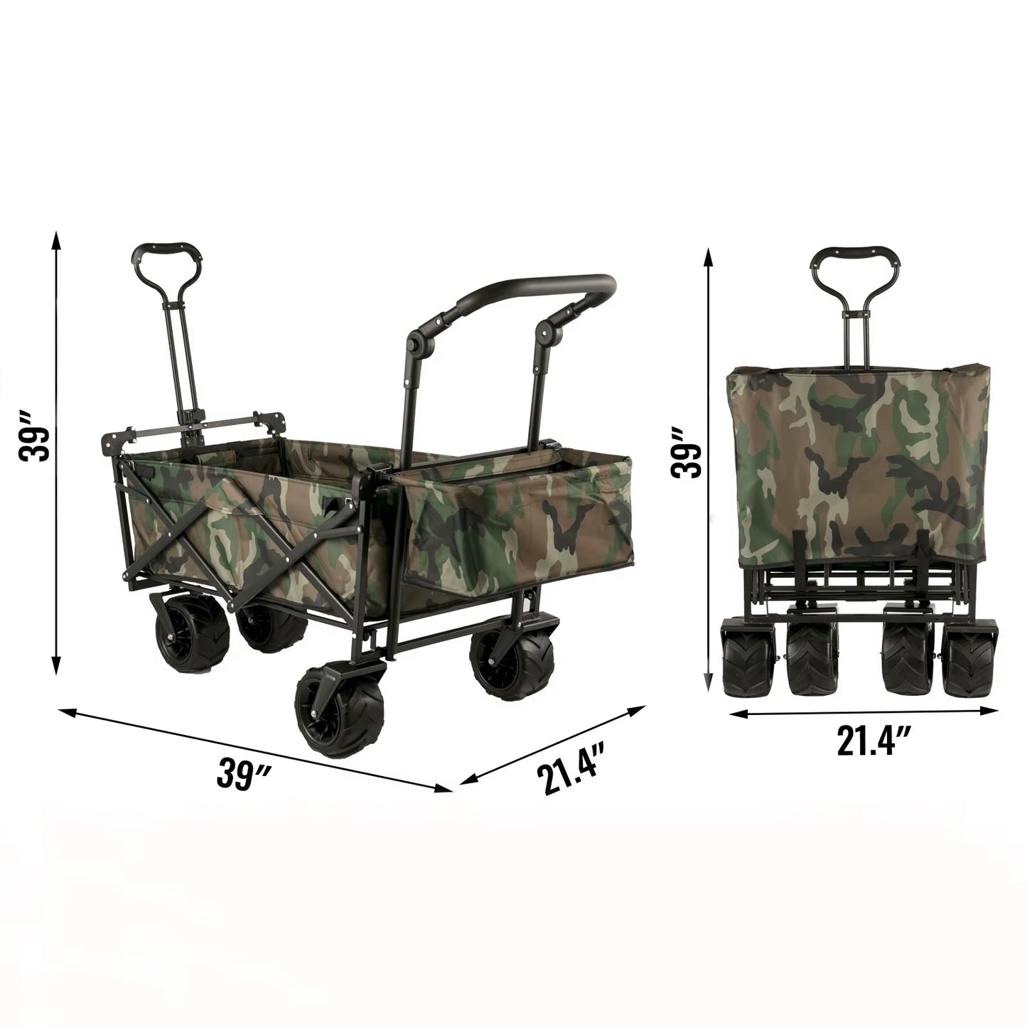 Succebuy Folding Wagon Cart Adjustable Handle Bar Removable Canopy Oxford Cloth Collapsible Shopping Outdoor Camping Beach Cart