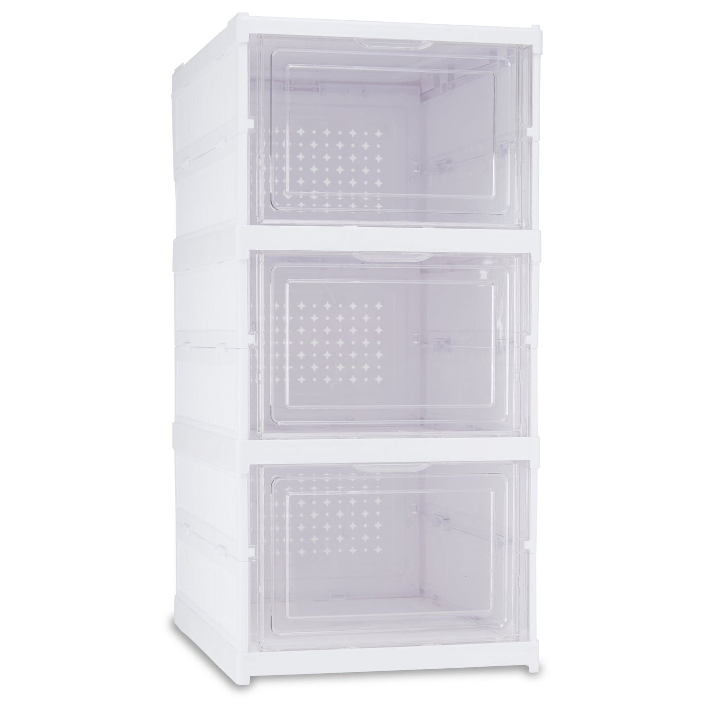 3-Tier Collapsible Shoe Organizer, Clear/White