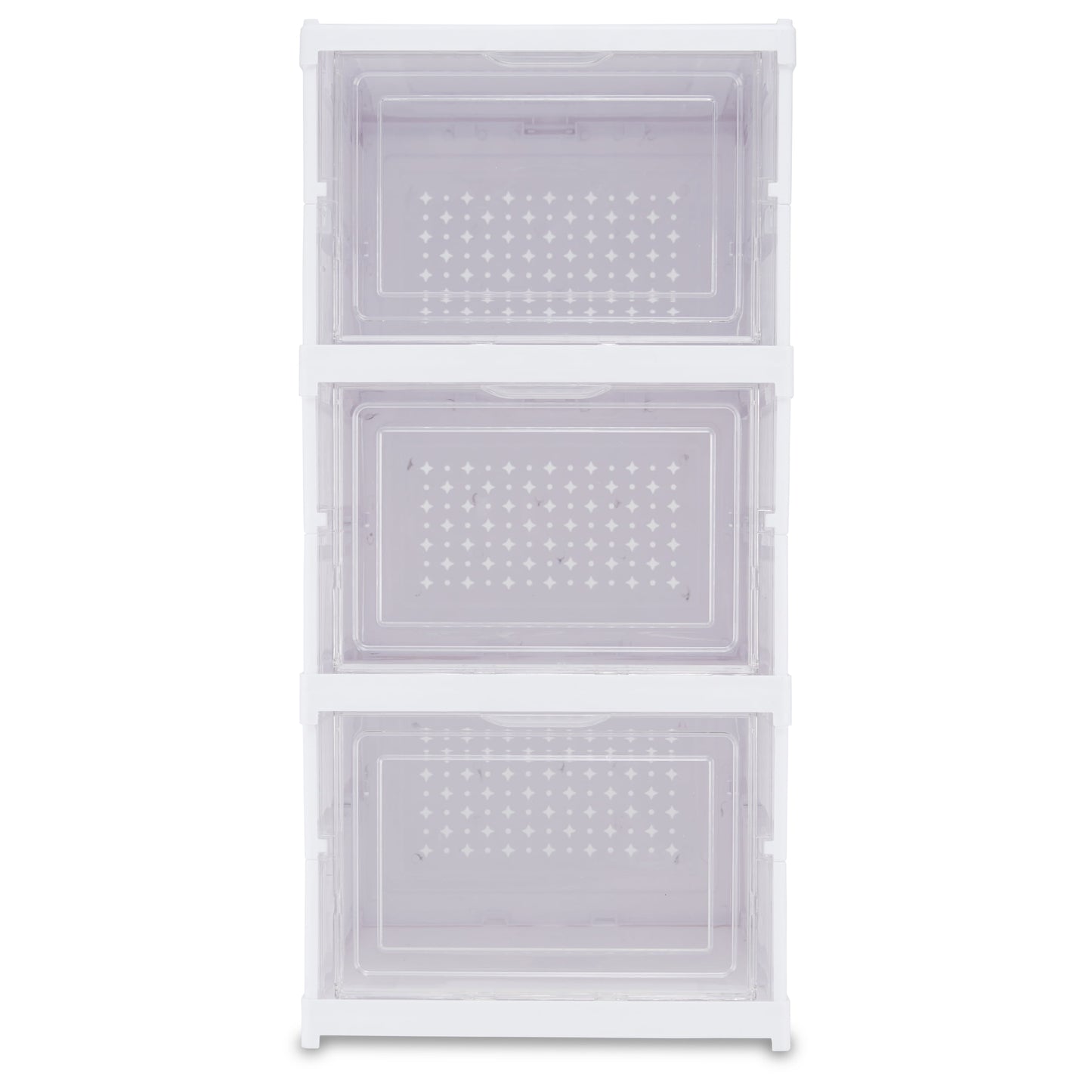3-Tier Collapsible Shoe Organizer, Clear/White