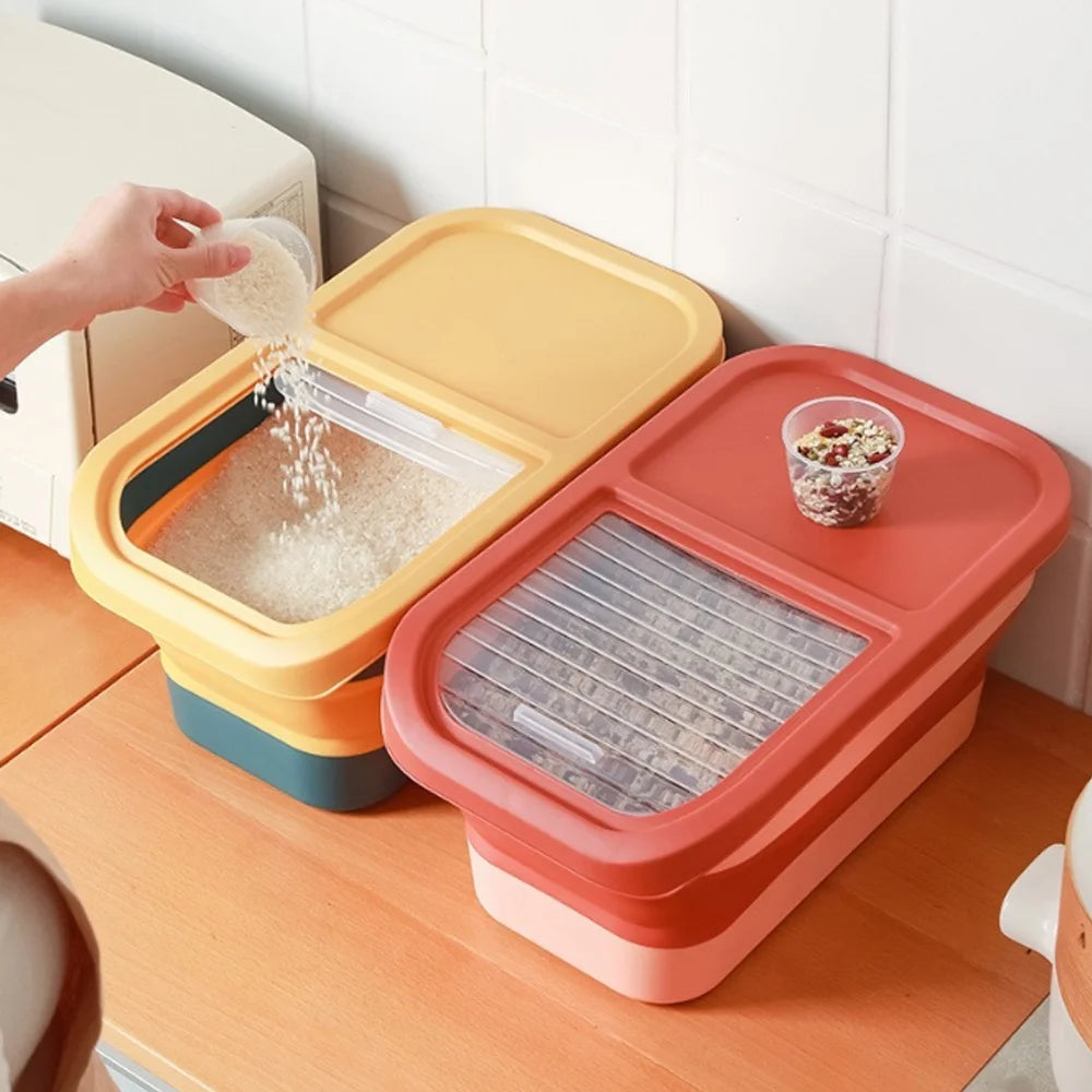 13-15Lb Collapsible Dog Food Container with Sliding Lid, Measuring Cup,Plastic Dog Food Bin