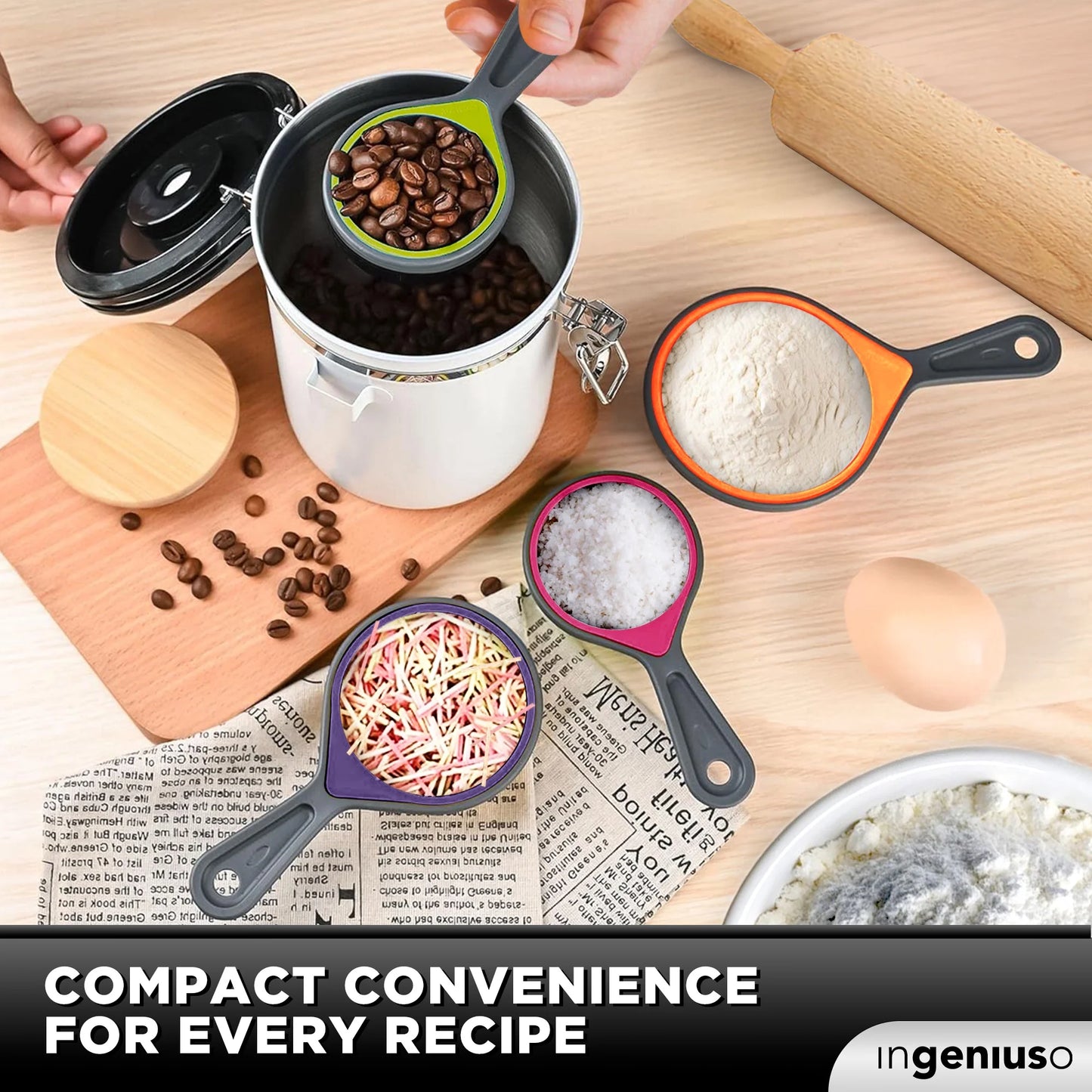 8-Piece Collapsible Measuring Cups and Measuring Spoons - Pink