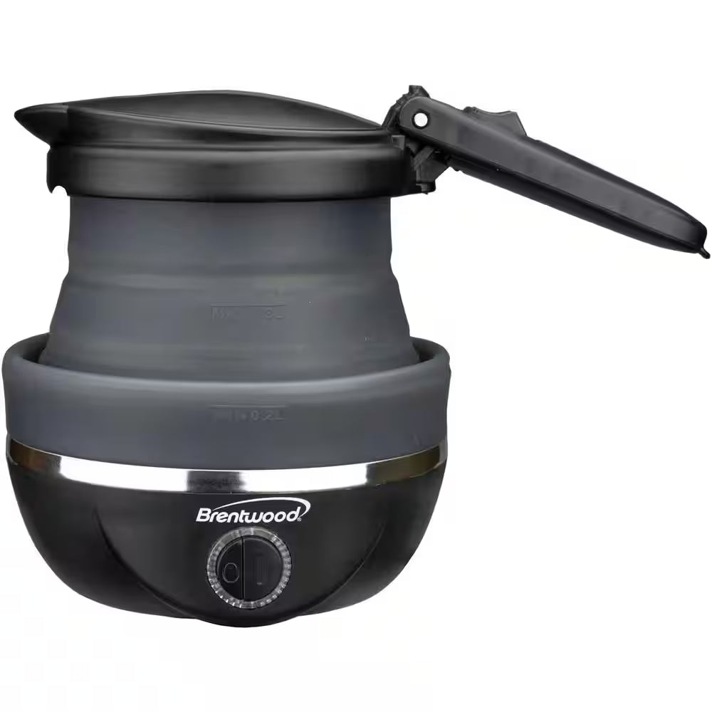 3.4-Cup Black Dual-Voltage Collapsible Travel Kettle