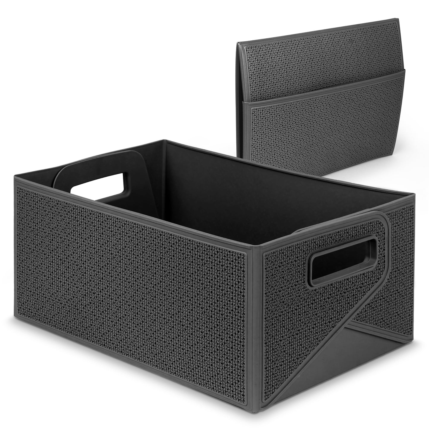 Collapsible Decorative Plastic Storage Bins, Set of 3, Grey