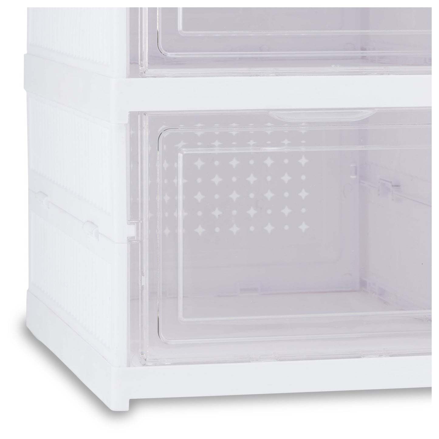 3-Tier Collapsible Shoe Organizer, Clear/White