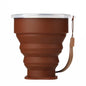 Portable Silicone Foldable Cup with Lanyard Heat Resistant Collapsible Cups Lid Folding Storage Travel Mug for Hot Water Coffee