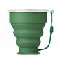 Portable Silicone Foldable Cup with Lanyard Heat Resistant Collapsible Cups Lid Folding Storage Travel Mug for Hot Water Coffee