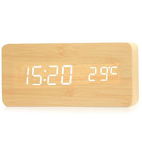 Wooden Digital Alarm Clock, LED Alarm Clock with Temperature