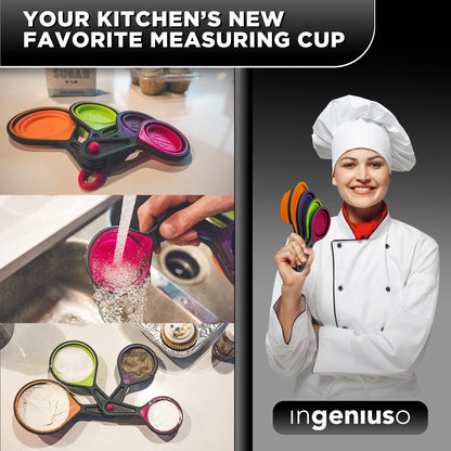8-Piece Collapsible Measuring Cups and Measuring Spoons - Pink