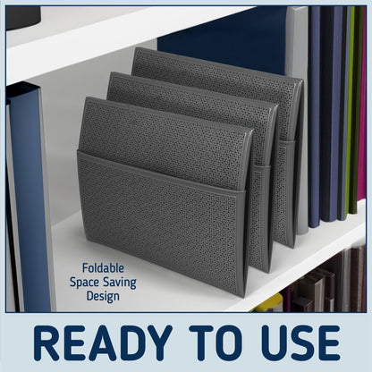 Collapsible Decorative Plastic Storage Bins, Set of 3, Grey
