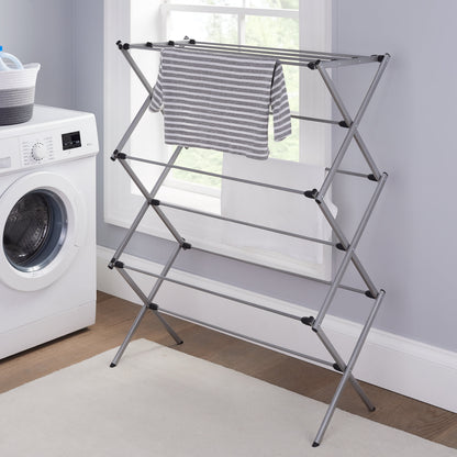 Functional and Energy Saving Oversized Collapsible Steel Closets Clothes Drying Rack, Silver