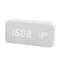 Wooden Digital Alarm Clock, LED Alarm Clock with Temperature