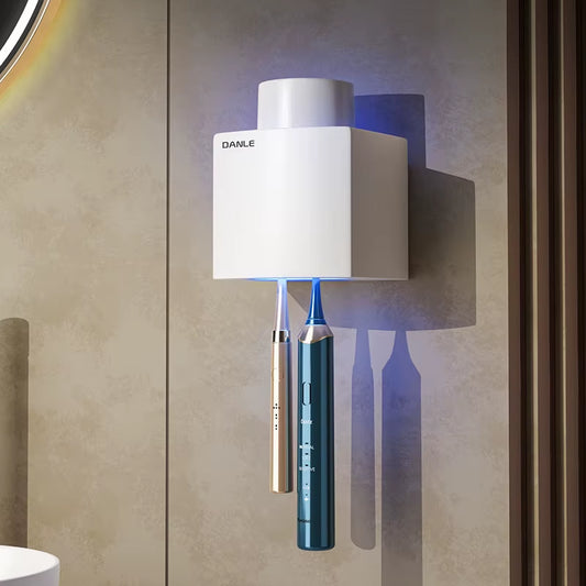 Wall-Mounted Toothbrush Cup Holder Bathroom Shelf Toothpaste Dispenser