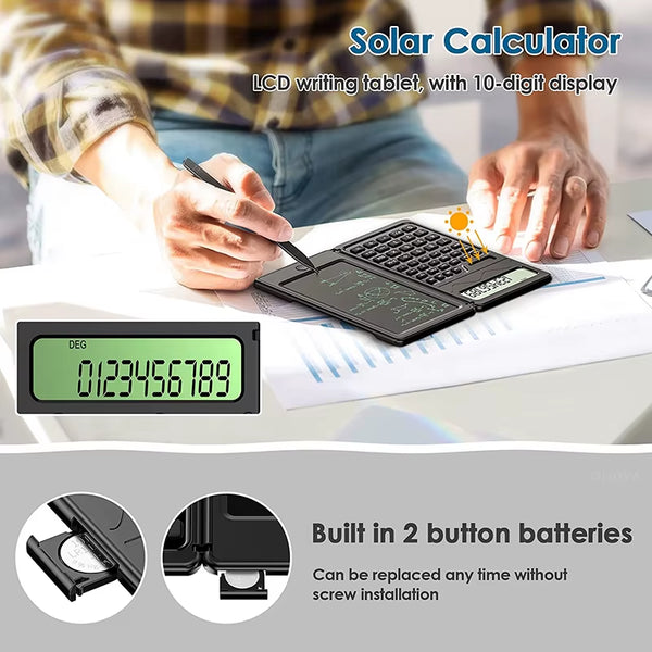 Solar Powered Scientific Calculator & 6 Inch Writing Tablet 