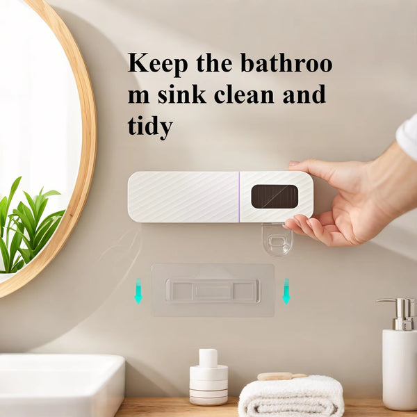 Toothbrush Holder Wall Mounted Automatic Toothpaste Dispenser