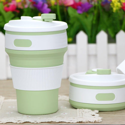 CLTEIN 12Oz Collapsible Cups for Coffee,Pocket Size and Reuseable Travel Mug with Lid,Food-Grade and BPA Free for Kids and Adults (Green)