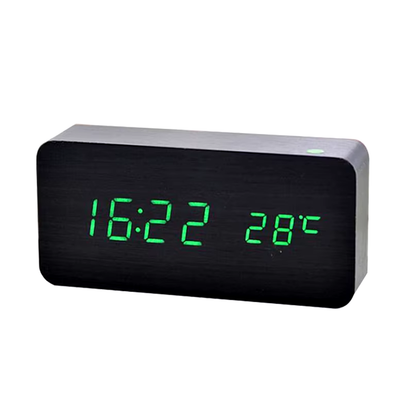 Wooden Digital Alarm Clock, LED Alarm Clock with Temperature