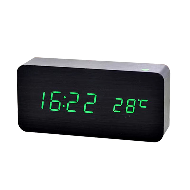 Wooden Digital Alarm Clock, LED Alarm Clock with Temperature