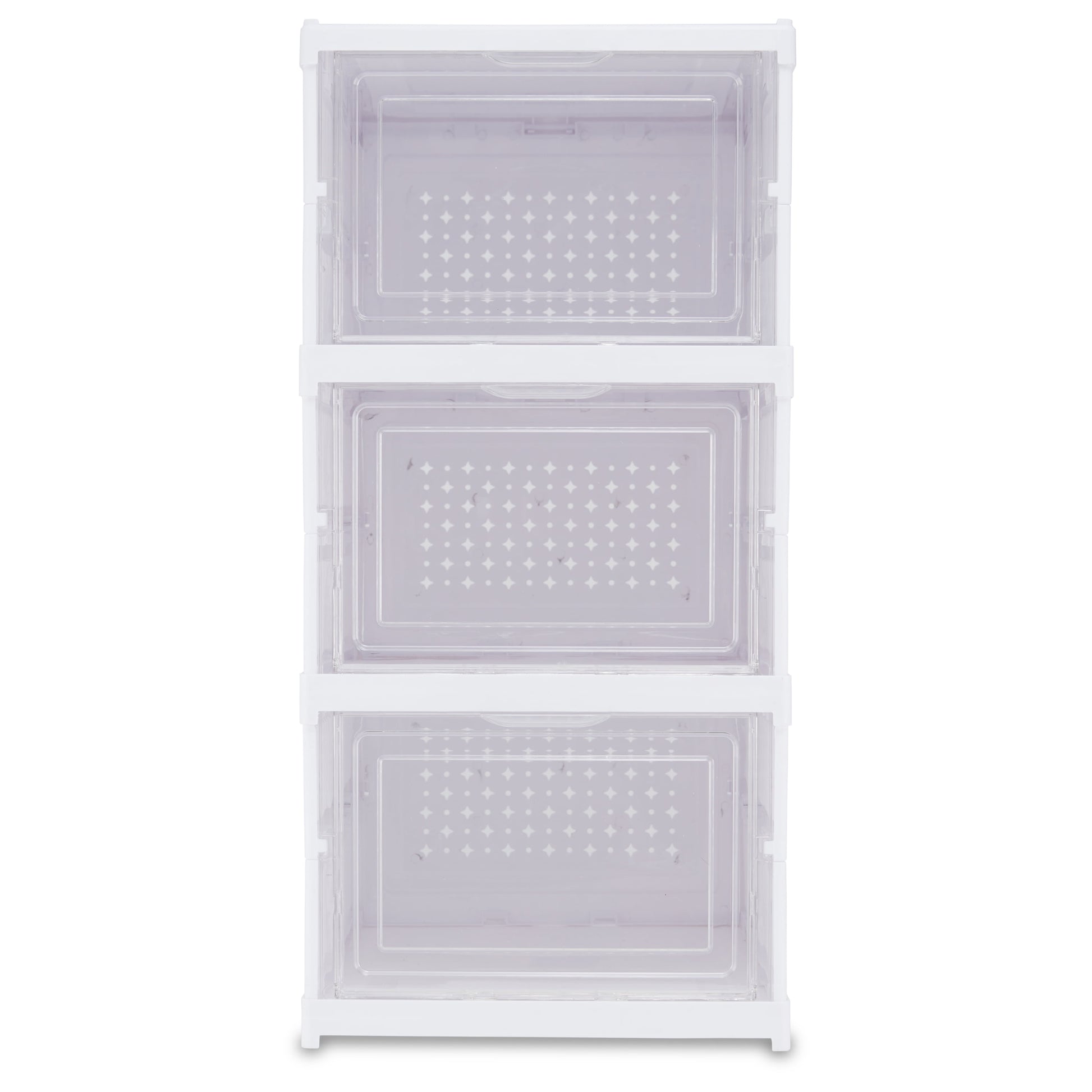 3-Tier Collapsible Shoe Organizer, Clear/White