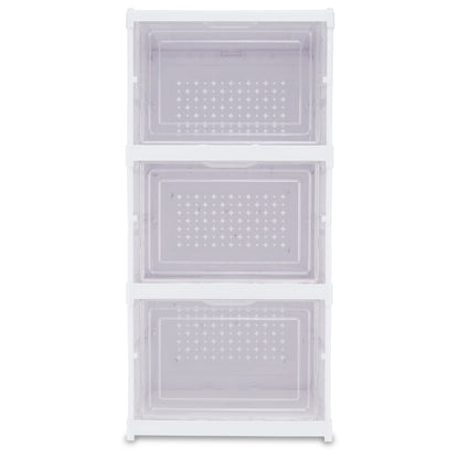 3-Tier Collapsible Shoe Organizer, Clear/White