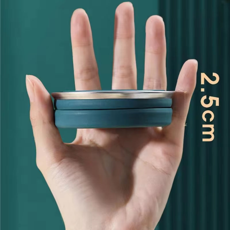 Portable Silicone Foldable Cup with Lanyard Heat Resistant Collapsible Cups Lid Folding Storage Travel Mug for Hot Water Coffee