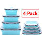 4 Pack Silicone Collapsible Bowls with Airtight Lids, Collapsible Food Storage C