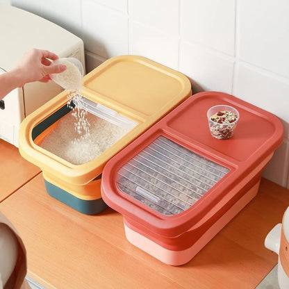 13-15Lb Collapsible Dog Food Container with Sliding Lid, Measuring Cup,Plastic Dog Food Bin