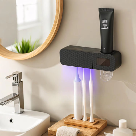 Toothbrush Holder Wall Mounted Automatic Toothpaste Dispenser
