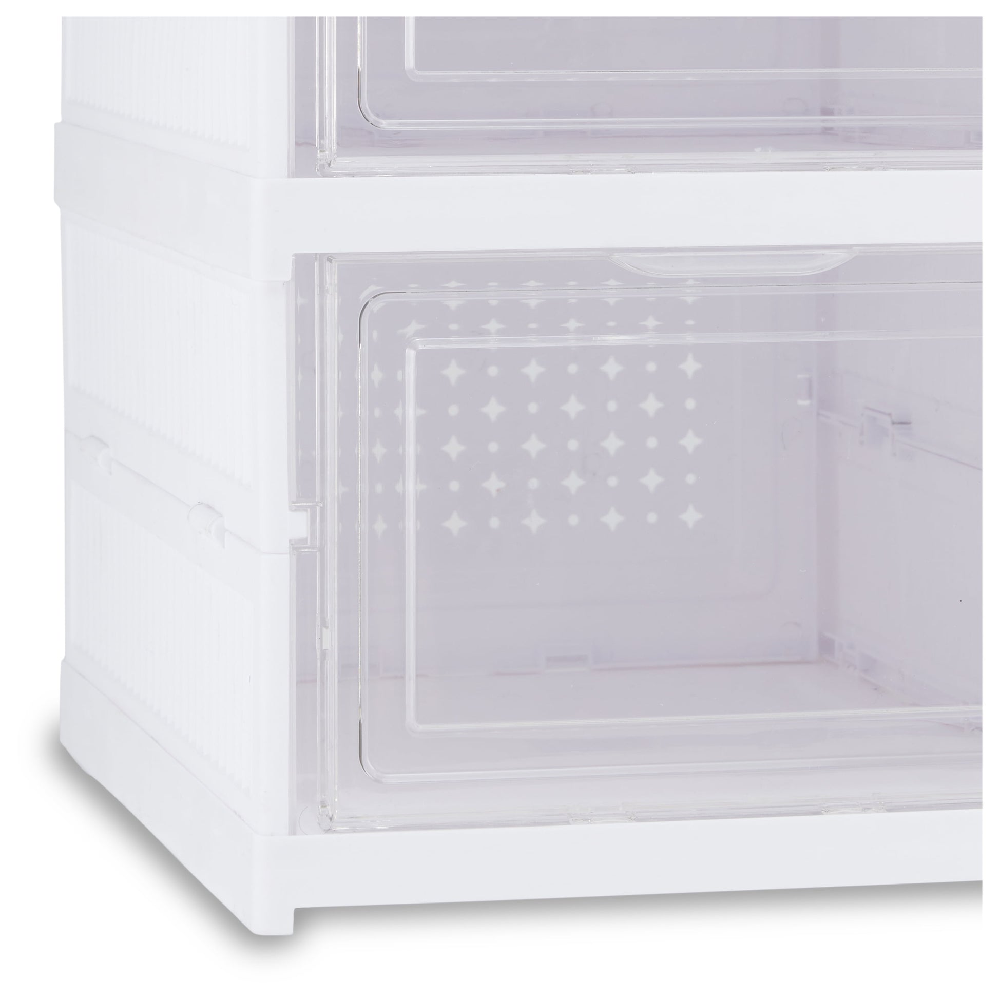 3-Tier Collapsible Shoe Organizer, Clear/White